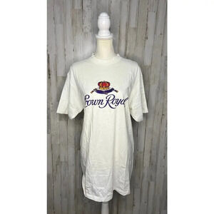 Vintage Delta Men's XL White Single Stitch Crown Royal‎ Whiskey Graphic T-Shirt